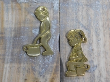 Toilet door plates toilet door sign - brass - for toilet, boy + girl