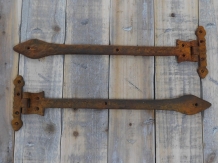 Hinge set with strap, rustic wrought iron, 2 antique hinges for e.g. chests, long forged pieces, beautiful!