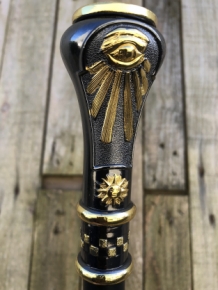 Unique: walking stick alu brass nickel handle freemasonry