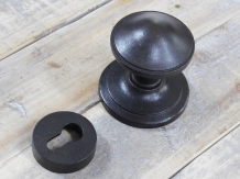 Door knob with knob rosette - and security roses - antique iron, dark brown