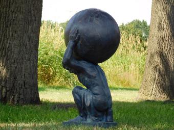 Beeld Atlas XL - 70 cm - Vintage Blue - Polystone