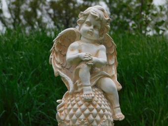 Statue Engel auf Kugel - 38 cm - Polystone