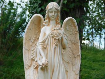 Sculpture Angel - 70 x 30 cm - Cream White - Polystone
