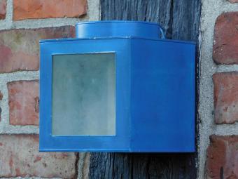 Blauwe Vintage Lantaarn - 13 x 13 cm - Metaal