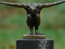 Bronze statue - Olympian Man - with marble base