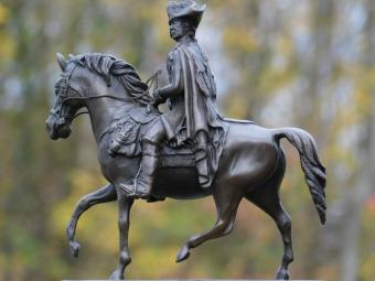 Bronze statue of Frederick the Great on Horseback - on Marble Base