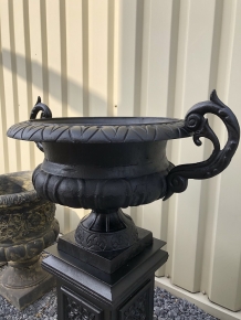 Garden Vase with Handles - 50 cm - Cast Iron - Black Rust
