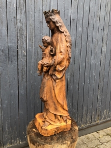 Mother Mary / Mother Mary with Jesus, large cast iron statue, BEAUTIFUL.