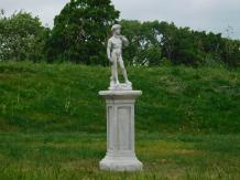 Statue David on Large Pedestal | 127 cm High | Stone | White and Grey Shades