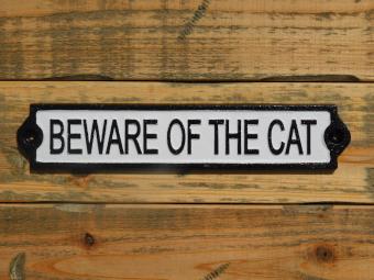 Türschild ‚'Vorsicht vor der Katze‘' - Gusseisen - Schwarz und Weiß