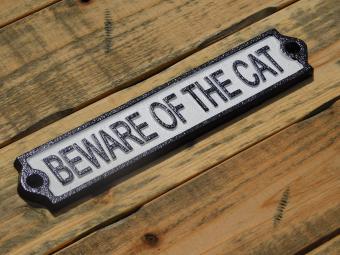 Türschild ‚'Vorsicht vor der Katze‘' - Gusseisen - Schwarz und Weiß