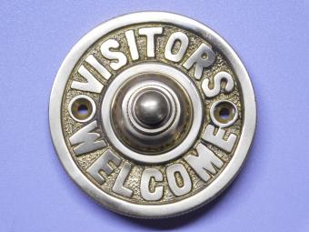 Türklingel „Visitors Welcome“ – 8 cm – Messing