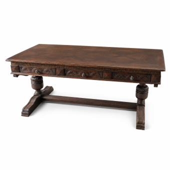 Unique antique wooden desk with wood carvings – classic look