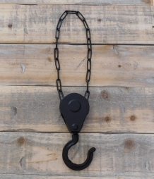 Decorative flower pot holder as a winch, hook with style, hanging as an antique