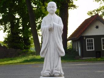Greeting Monk on Pedestal - Solid Stone