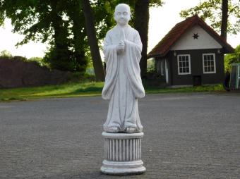 Greeting Monk on Pedestal - Solid Stone