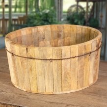 Wooden bucket, flower box, garden decoration