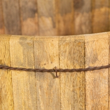 Wooden bucket, flower box, garden decoration