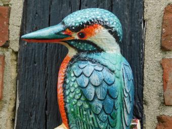 Kingfisher in Colour - 27 cm - Cast iron - Wall decoration