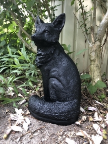 Fuchs, Steinskulptur, Fuchs Tierfiguren, Fuchs Gartenfiguren, Stein schwarz
