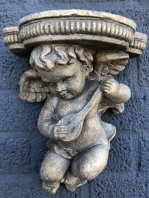 Wall ornament console Angel, flower holder, polystone, beautiful eye-catcher