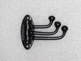 Drehbarer Kleiderhaken mit 3 Haken – Schwarzes Eisen – Beweglicher Wandhaken