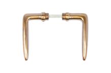Brass handles, door set, solid patinated