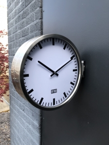 Beautiful industrial double-sided wall clock by boo, steel