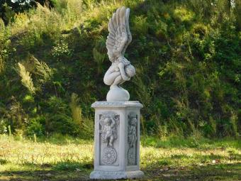 Kneeling Angel on English Pedestal - 140 cm - Stone