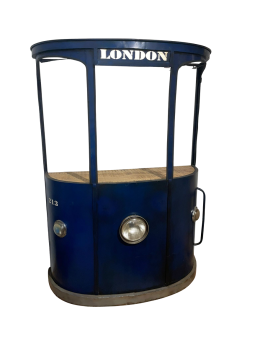 Vintage-look Tram Bar - London - Blauw - Wijnbar - Uniek