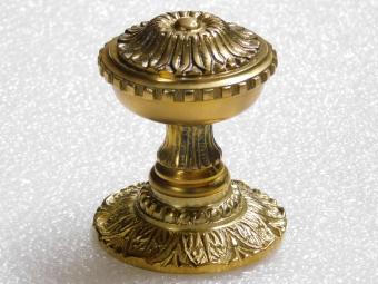 Fixed Door Knob with Flower Rosette - Polished Brass