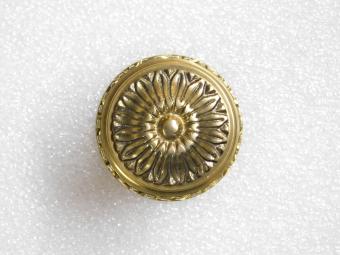 Fixed Door Knob with Flower Rosette - Polished Brass