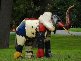 Olifant Nacho - 80 x 90 cm - Kleurrijk Beeld - Afrikaans Kunstwerk