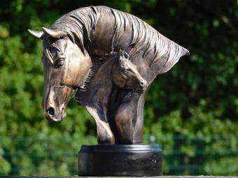 Polystone horse statue - Bronze-coloured