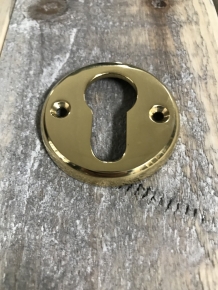 Lock rose round PZ - for front door - polished brass