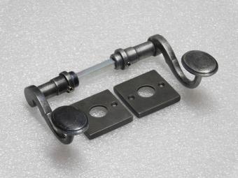 Hamilton Door Handle Set with Escutcheons - Galvanised Cast Iron