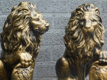 Satz mit 2 Löwen - schwarz/gold - Polystone