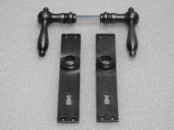 Door Fittings Set - Cambridge Handles + Blanco BB 72 Door Plates - Cast Iron, Galvanised