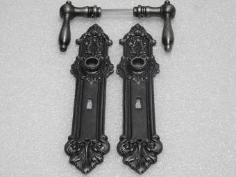 Türbeschlagset – Türgriffe Cambridge + Türplatten Heritage BB 72 – Gusseisen, verzinkt