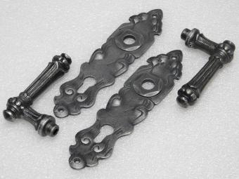 Set Deurbeslag - Klinken Oxford + Deurplaten Royale PC 92 - Gietijzer Verzinkt