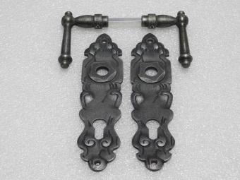 Türbeschlagset – Türgriffe York + Türplatten Royale PZ 92 – Gusseisen, verzinkt