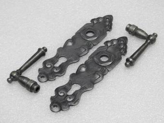 Türbeschlagset – Türgriffe York + Türplatten Royale PZ 92 – Gusseisen, verzinkt