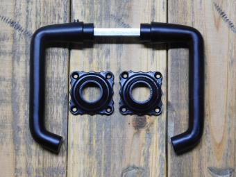 Set of Door Handles with Square Rosettes - Black - Aluminium