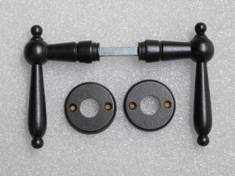 Set of door handles with latch rosettes - Iron Rusted - Dark Brown
