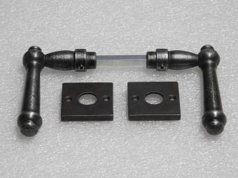 Set Klinken Windsor + Klinkrozetten Vierkant - Gietijzer Verzinkt