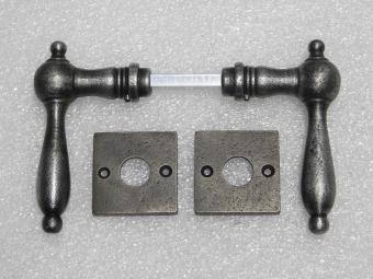 Cambridge Handle Set + Square Handle Rosettes - Galvanised Cast Iron