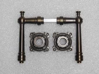 Montel Door Handle Set with Handle Rosettes - Dark Patinated Brass