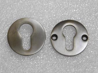 Set of Rosettes for Profile Cylinder Doors - Round - Dark Patinated Brass