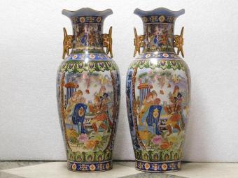 Set of Vintage Vases - 60 cm - Porcelain - Asian Style