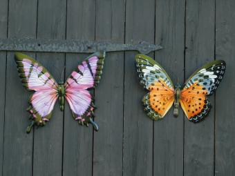 Set Wandschmetterlinge - Lila und Orange - Metall
